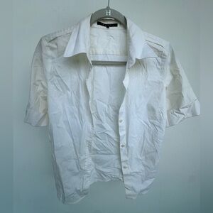Theory White Button Down Short Sleeve Shirt
